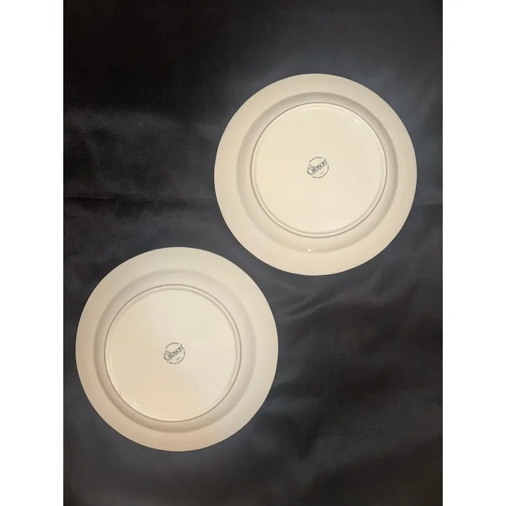 Vintage Gibson Designs Roseland Dinner Plates, Discontinued Stoneware- 2 PC Set
